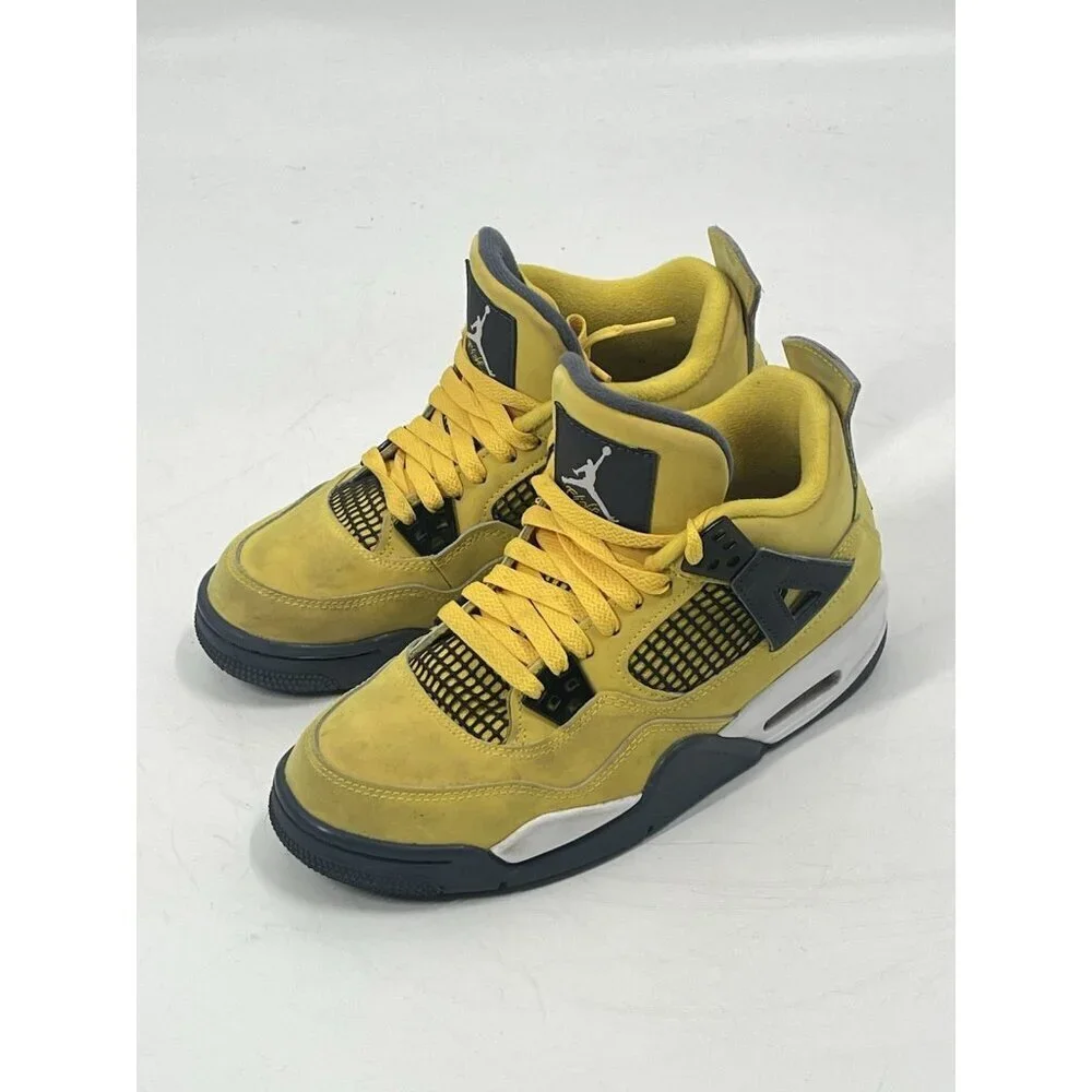 Yellow Air Jordans  4 Retro GS Lightning  2021 Mid Light  SZ 6Y 408452-700